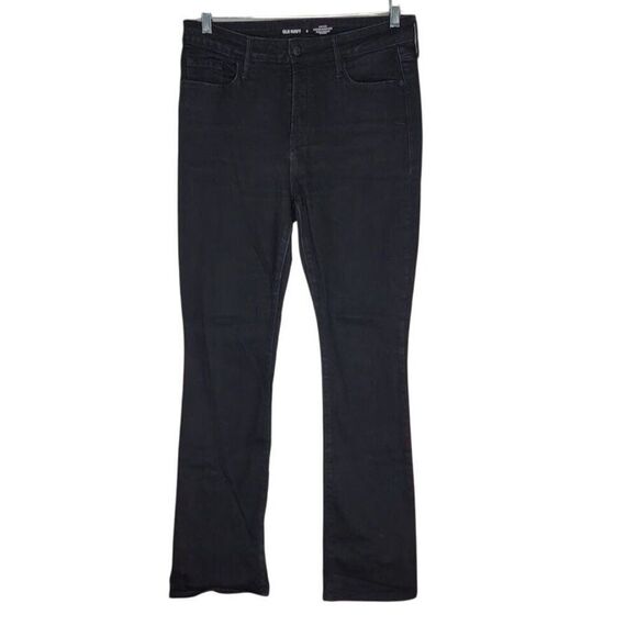Old Navy High-Rise Kicker Boot-Cut Jeans Size 8 Black Denim With Secret Smooth P - Picture 1 of 10